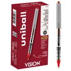 uni-ball – Stylos à bille roulante Vision – 0,7 mm – rouge – paquet de 12  -Stylos à bille roulante
