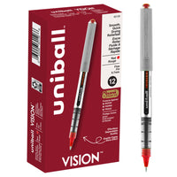 uni-ball – Stylos à bille roulante Vision – 0,7 mm – rouge – paquet de 12  -Stylos à bille roulante