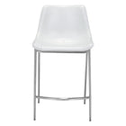 Zuo - Magnus Tabouret de comptoir - Blanc/Silver - Ensemble de 2-Tissu en faux cuir doux et durable