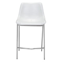 Zuo - Magnus Tabouret de comptoir - Blanc/Silver - Ensemble de 2-Tissu en faux cuir doux et durable