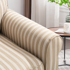 Ebello - Kandyn Fauteuil tonneau pivotant 29,7 po rembourré rayures douces coussin amovible, brun-Couleur : Marron