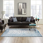 Modway - Chiara Treillis floraux vieillis contemporains Tapis de comédie 8 pi l x 10 pi L - Bleu marocain et ivoire-Protéger les planchers de la circulation ou des meubles