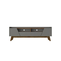 Manhattan Comfort - Meuble TV Marcus 70,86 po style Mid-Century Modern - Gris et Nature-Meuble TV autoportant de style milieu du siècle moderne pour salon et chambre