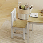 Qaba - Ensemble table et chaises pour enfants, table pour tout-petits et ensemble de 2 chaises pour activités, art, bricolage, lecture pour 3-8 ans - naturel-Bords arrondis et pieds anti-basculement pour assurer la sécurité totale de votre enfant
