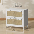 Vinsetto - Armoire de classement à 2 tiroirs avec serrure - blanc-Le design en rotin apporte une touche bohème à votre intérieur 