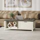 HOMCOM - Table basse style ferme avec étagère de rangement pour salon - blanc-Dimensions totales : 46 po l x 23,25 po P x 16 po H