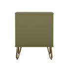 Manhattan Comfort - Table de chevet Avira 20" style mid-century moderne à 2 tiroirs - Vert olive-Format compact idéal pour les chambres, les chambres d'amis ou les petits espaces