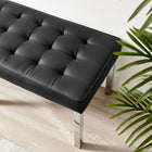 Modway - Loft Touffe Cuir végane Banc - Argent noir-Touffe de biscuits