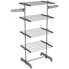 HOMCOM - Séchoir à vêtements à 4 niveaux avec roulettes pour intérieur et extérieur - gris-Avec 25,5 po (64,8 cm) d’espace pour le séchage du linge à l’intérieur 