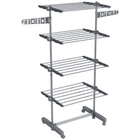 HOMCOM - Séchoir à vêtements à 4 niveaux avec roulettes pour intérieur et extérieur - gris-Avec 25,5 po (64,8 cm) d’espace pour le séchage du linge à l’intérieur 