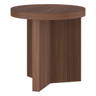 Hudson&Canal - Table d'appoint ronde cannelée Holm de 56 cm de large, finition noyer satiné-La table de montage supporte un poids maximal de 22,7 kg (50 lb)