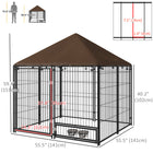 PawHut - Chenil pour chien d’extérieur 4,6 pi L x 4,6 pi l x 5 pi H avec auvent et gamelles rotatives-Taille spacieuse 