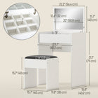 HOMCOM - Coiffeuse miroir - 23,7 po L x 15,8 po l x 31,1 po H - blanc-Séparateur amovible sous le plateau pour organiser parfaitement vos objets 