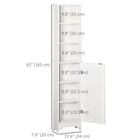 HOMCOM - Armoire de salle de bain haute avec étagères réglables - blanc-6 compartiments pour maximiser l’espace de rangement 