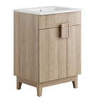 Modway - Miles 24" Vanette de salle de bain - Chêne blanc-Panneau de particules et stratifié de mélamine