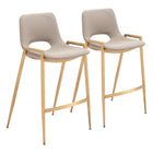 Zuo - Desi Tabouret de comptoir - Beige/Or - Ensemble de 2-Support d’accoudoirs
