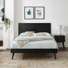 Modway - Alana Bois Lit à plateforme queen avec pieds écartés, Noir-Rubberwood Legs