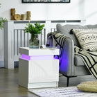 HOMCOM - Table de chevet avec 2 tiroirs - blanc-Choisissez parmi 60 000 couleurs, ajustez la luminosité et programmez des minuteries, ou synchronisez avec la musique et les modes clignotants pour toutes les ambiances 