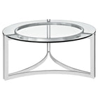 Modway - Signet Acier inoxydable Table basse - Argent-Surface ronde en verre trempé