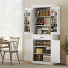 HOMCOM - Armoire de cuisine 72 po avec portes de grange - blanc-Grand espace de rangement avec deux placards, un tiroir et six étagères de porte pour vous aider à rester organisé 