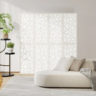 HOMCOM - Séparateur de pièce autoportant à motif géométrique 4 panneaux pour chambre - blanc-Dimensions totales : 63 po L x 0,7 po l x 66,9 po H (160 x 1,7 x 170 cm)  
