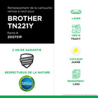 CIG - Cartouche de toner Brother TN221Y remise à neuf - rendement standard - jaune- Écologique : Remanufacturé à partir d'une cartouche Brother originale recyclée