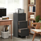 HOMCOM - Armoire de bureau verticale à 3 tiroirs - effet bois noir-Rail de suspension réglable dans chaque tiroir pour accueillir des dossiers format A4 et lettre 
