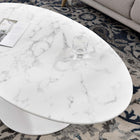 Modway - Lippa Ovale de 48 po Faux marbre Table basse - Blanc-Tampon feutre non marquant