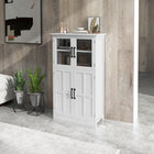 HOMCOM - Armoire de rangement 23,6 po L pour salon - blanc-Tablettes réglables à 3 niveaux dans chaque armoire permettant de ranger des objets plus volumineux sans se soucier de leur taille 