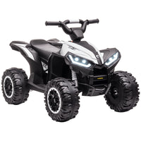 Aosom - VTT enfant 12 V à batterie avec musique, phares, vitesse élevée et faible - Blanc-Peut gérer plusieurs types de sols, notamment l'herbe, le sable, la chaussée, la brique et le bois  
