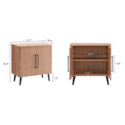 Manhattan Comfort - Jodie 31,1 po Buffet d’Appoint Style Mid-Century Modern - Érable-Portes à rainures en bois manufacturé avec fermeture en douceur et poignées élégantes en métal noir