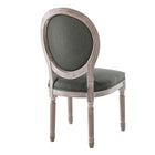 Modway - Arise Français vintage Tissu rembourré Fauteuil d’appoint de salle à manger - Gris naturel-Cadre en bois massif cannelé