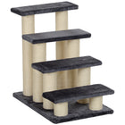PawHut - Escalier pour animaux 4 niveaux 4 marches griffoir pour chat mobilier à griffer gris foncé-Cadre en bois aggloméré solide recouvert de peluche douce pour plus de durabilité, de confort et de sécurité 