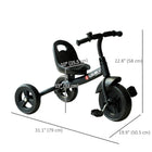 Qaba - Tricycle pour enfants à partir de 18 mois - noir-Cadre en acier robuste pour la durabilité et la fiabilité, supporte jusqu'à 55 lbs 