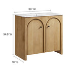 Modway - Appia 36" Vanette de salle de bain - Oak White-Découpe de plomberie