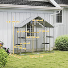 PawHut - Enclos pour chat d’extérieur walk-in avec couverture imperméable-Le design enrichi avec des perchoirs et un hamac satisfait les instincts naturels de votre chat 