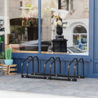 HOMCOM - Support de stationnement au sol pour 3 vélos, utilisation intérieure et extérieure - noir-Vous pouvez le transformer en support de stationnement pour un seul vélo