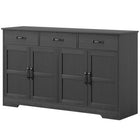 HOMCOM - Buffet 55,1 po L avec rangement - noir-Trois tiroirs et deux armoires améliorent les options de rangement 