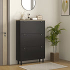 HOMCOM - Armoire à chaussures avec 3 tiroirs rabattables pour 24 paires - noir-Le plateau supérieur offre un espace supplémentaire d'exposition et de rangement 