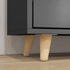 HOMCOM - Armoire à chaussures étroite avec 3 portes rabattables et étagères réglables - noir-Les poignées rainurées permettent un accès facile aux tiroirs 
