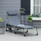 Outsunny - Chaise longue d’extérieur - chaise longue pliante - gris-Appuie-tête rembourré amovible pouvant également servir de support lombaire