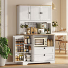 HOMCOM - Armoire de cuisine garde-manger 64 po avec 3 compartiments et 2 tiroirs - blanc-Les étagères réglables s'adaptent facilement aux articles de cuisine de différentes hauteurs 