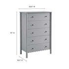 Modway - Emmeline 5 tiroirs festonnés Poitrine, Gris clair-Tiroirs à glissement complet