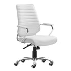 Zuo - Enterprise Low Back Chaise de bureau - Blanc-Rembourrage capitonné apportant texture élégante et confort raffiné