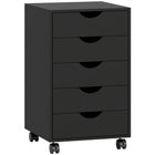 HOMCOM - Caisson de classement avec 5 roulettes et organiseur de rangement - noir-Grande capacité de rangement avec 5 tiroirs 
