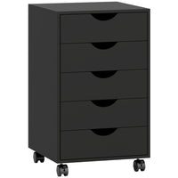 HOMCOM - Caisson de classement avec 5 roulettes et organiseur de rangement - noir-Grande capacité de rangement avec 5 tiroirs 
