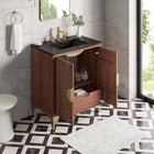 Modway - Daylight 30" Vanette de salle de bain - Noyer noir-Trous centraux de 8"