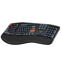 Adesso - EasyTouch 1500 Clavier mécanique ergonomique RVB – 104 touches, Cherry MX Red, filaire/sans fil/Bluetooth, VIA/QMK, touche Copilot-Connectivité Tri-mode : Passez facilement du mode filaire USB-C au Bluetooth 5.0 et au sans fil 2,4 GHz pour une compatibilité maximale avec vos appareils