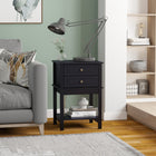 HOMCOM - Table de nuit moderne 15,75 po- noir-Utilisé comme table d'appoint de canapé, table de chevet ou table de bout 