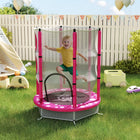 Qaba - Trampoline pour tout-petits 55 po avec filet de sécurité, pour enfants de 3 à 6 ans - rose-30 cordes élastiques pour un rebond exceptionnel 